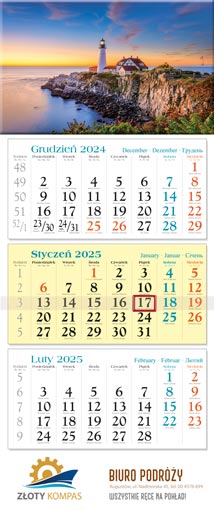 kalendarze trójdzielny KT z nadrukiem na stopce